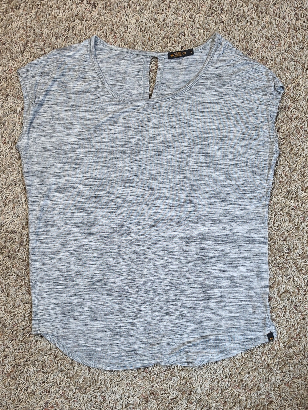 Energy Zone Gray Marled Short Sleeve Tee With Slit Back